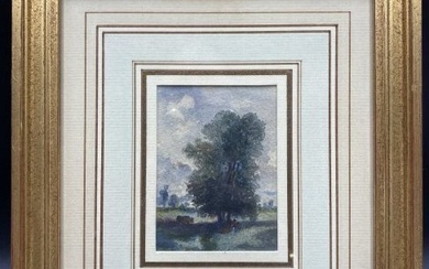French watercolor of tree, unsigned