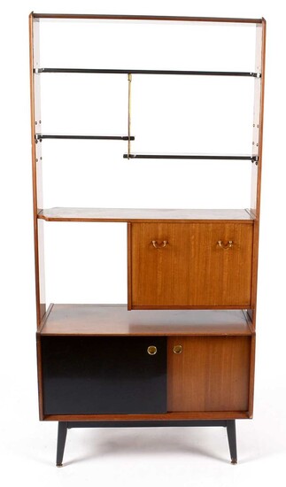 G-Plan: a 'Librenza' afrormosia teak and ebonised room divider/bookcase.
