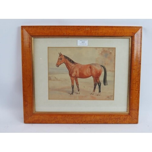 G.A.Cattley (1945) - 'Horse in a field' watercolour, signed ...