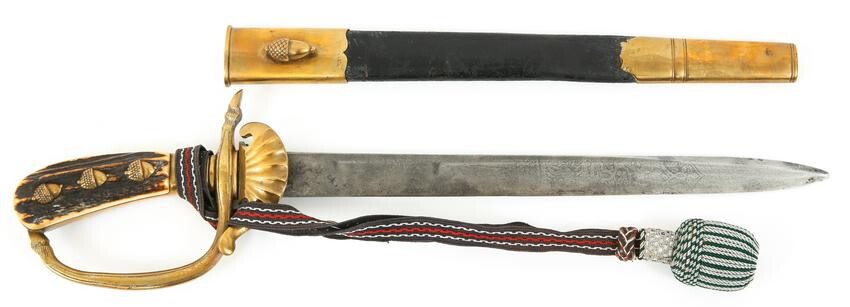 GERMAN HUNTING DAGGER ETCHED BLADE WITH PORTEPEE