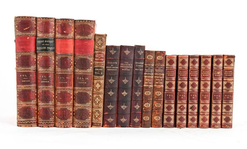 GROUPING OF 19TH C. BOOKS INCL. EMERSON, MILTON