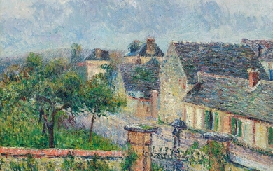 GUSTAVE LOISEAU(1865 Paris 1935)Effet de pluie au Vaudreuil. 1905.Huile sur toile.Signé en bas à gauche...