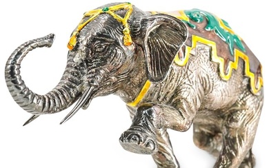 Gene Moore For Tiffany & Co. Sterling Silver & Enamel Elephant
