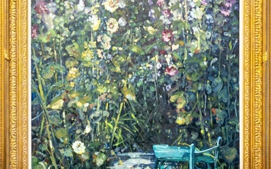 Geoffrey Chatten (British, B. 1938) Oil on Board "Flowers In The Garden"