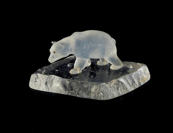 Georg O. Wild carved moonstone and rock-crystal polar bear