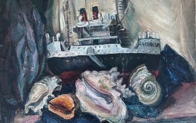 Georges PAPANDREOU (c.1910) La Mer ou Nature morte aux coquillages Huile sur toile Signée en...