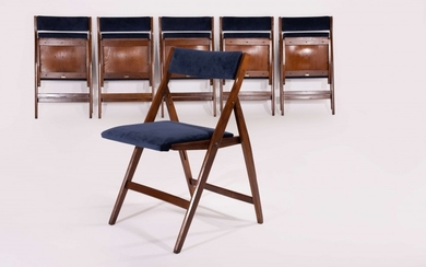 Gio PONTI 1891-1979 Suite de six chaises pliantes mod. 320 dites "Eden" - Circa 1960