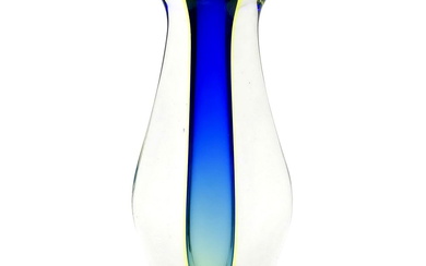 Glass "Arte Nuova" vase with blue/yellow inside, design...