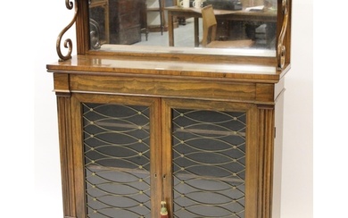 Good Regency rosewood chiffonier, the low mirrored back with...