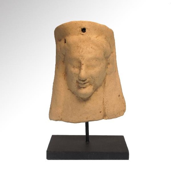 Greek Archaic Terracotta Applique, Bust of a Goddess