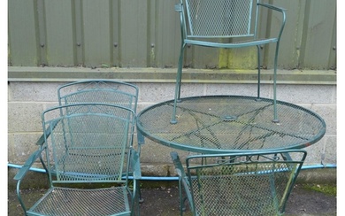 Green circular metal garden table - 107cm dia x 73cm tall to...