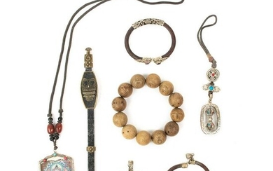 Group of Tibetan Silver and Brass Jewelry