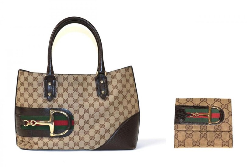 Gucci Cherry Line Tote Handbag, in brown logo canvas, with...