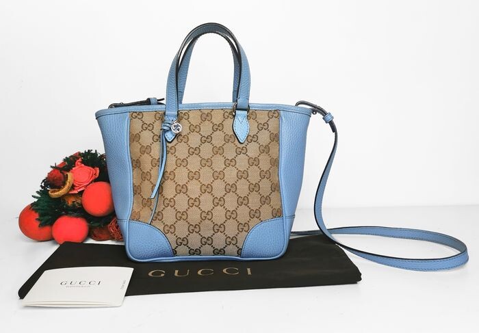 Gucci - Gucci Women's Light Blue Guccissima Leather Small Crossbody Bag Crossbody bag