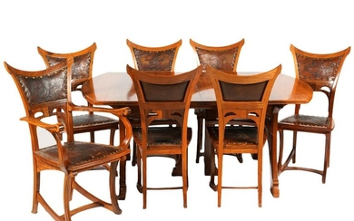 Gustave Serrurier-Bovy Table and 7 Chairs
