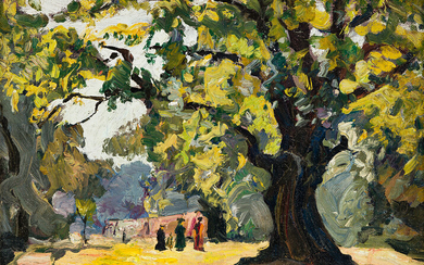 HAYLEY LEVER Hyde Park, London. Oil on canvas, 1904. 255x330 mm; 10x13 inches....