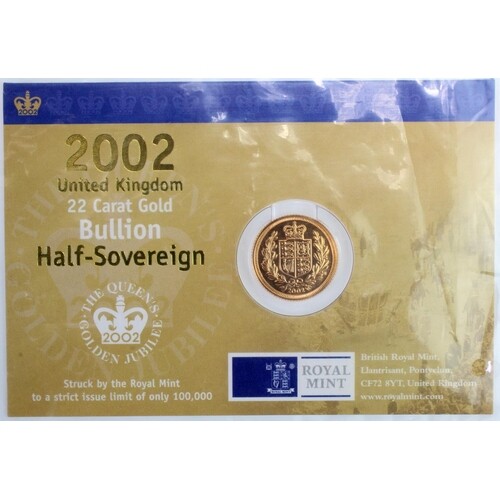 Half Sovereign 2002 BU in the Royal mint card