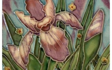 Handpainted Iris Ceramic Art Tile
