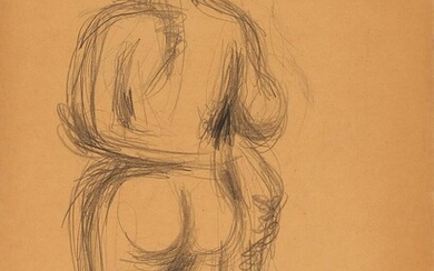 NOT SOLD. Harald Giersing: Standing woman seen from from the back, c. 1922. On the reverse inscribed by Frans Giersing. Pencil on paper. Sheet size 49 x 36 cm. – Bruun Rasmussen Auctioneers of Fine Art