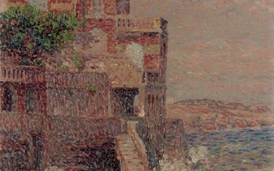 Henri AURRENS (1873 - 1934) Villa en bord de mer