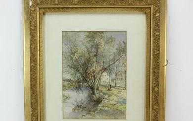 Henry W. Herrick, Autumn River View, Watercolor