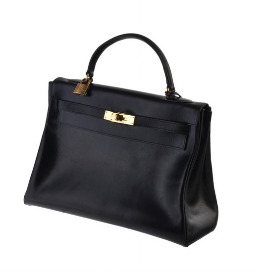 Hermes, Kelly, a black leather handbag