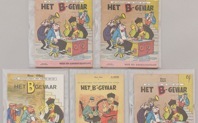 Het B-gevaar. Lot van 5 albums. De eerste druk uit 1948 (uitgeverij De Gids) in zeer goede staat (middenblad los). Vier