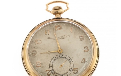 IWC 14k gold open-face pocket watch. 1920–1925. Weight in total 65 g. Case diam. 49 mm.