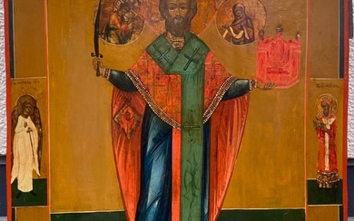 Icon, Nicholas of Moshaisk - large format - Wood - 19th century