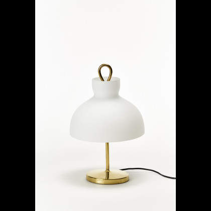 Ignazio Gardella ( Milano 1905 - Oleggio 1999 ) , Table lamp model "LT4 Arenzano piccola". Produced by Azucena, Milan, drawing of 1956 Brass and opaline glass. (h 34 cm.;...