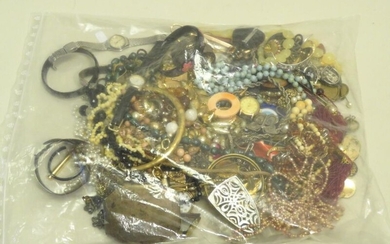 Important lot de bijoux fantaisies divers (broches, colliers, bracelets, montres…). Poids total : 2Kg730.