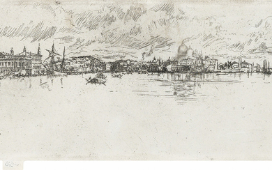 JAMES A. M. WHISTLER Long Venice. Etching and drypoint printed in dark brownish...