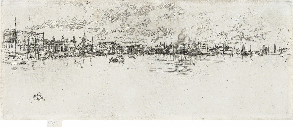 JAMES A. M. WHISTLER Long Venice. Etching and drypoint printed in dark brownish...