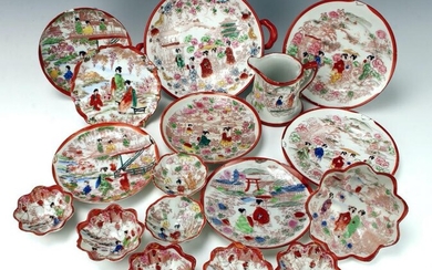 JAPANESE EXPORT DISHES, BOWL, CUPS