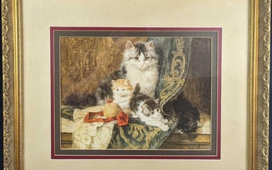 JB Framed Henriette Ronner Cat With Kittens Print