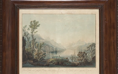 JOHANN HEINRICH TROLL - A View of the Lake of the four Cantons above Brunen = Vue du Lac des quatre Cantons. London 1803