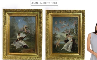 Jean-Ernest Aubert (French, 1824-1906) Pair of O/C