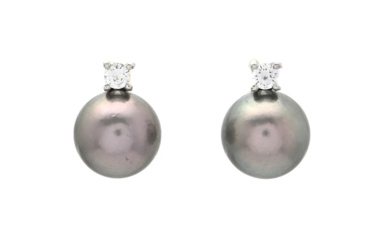 Jewellery Pearl earrings DAMIANI, pärlörhängen,18K white gold, grey cultured pearl...