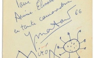 Joan MIRÒ (1893-1983). Dessin et signature autographe, 1966...