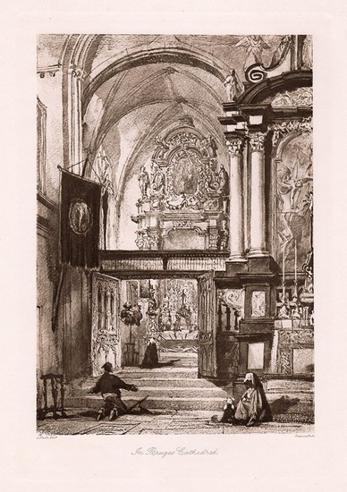 Joseph Nash 1891 print In Bruges Cathedral signed