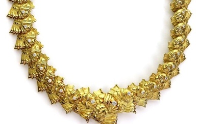 Judith Leiber 1.30ct Diamond 18k Yellow Gold All Around Fish Link Necklace