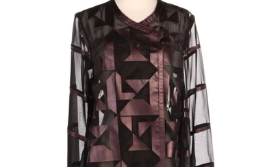 Kushi Geometric Leather Cutout and Mesh Jacket with Merchant Tag