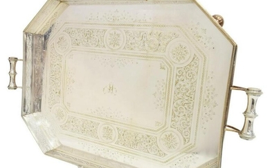 LARGE COOPER BROTHERS SILVER PLATE SERVICE TRAY