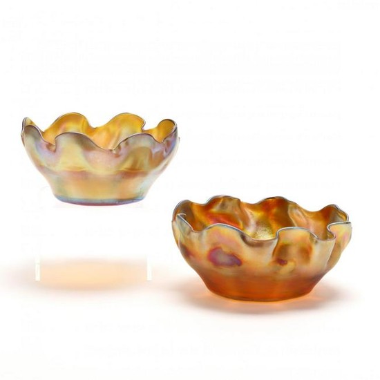 L.C. Tiffany, Two Scalloped Favrile Glass Bowls