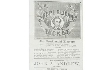[LINCOLNIANA]. Lincoln & Hamlin Ward 11. Republican Ticket. Boston, MA: Wright & Potter, ca 1860.