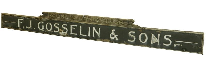 LONG EXTERIOR ADVERTISING STORE SIGN, EARLY 20TH C.