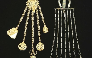 LOT OF 2: VICTORIAN CHATELAINE.