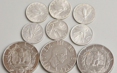 LOTTO DI LIRE ITALIANE composto da 9 monete da 2 lire varie annate di coniazione