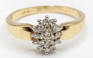 Ladies 14K Yellow Gold White Sapphire Cluster Ring