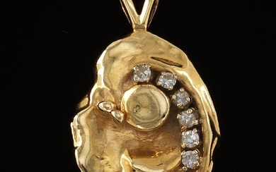 Ladies' Diamond and Gold Nugget Style Pendant